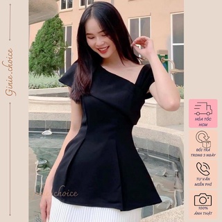 Áo kiểu lệch vai form peplum, Áo peplum lệch vai