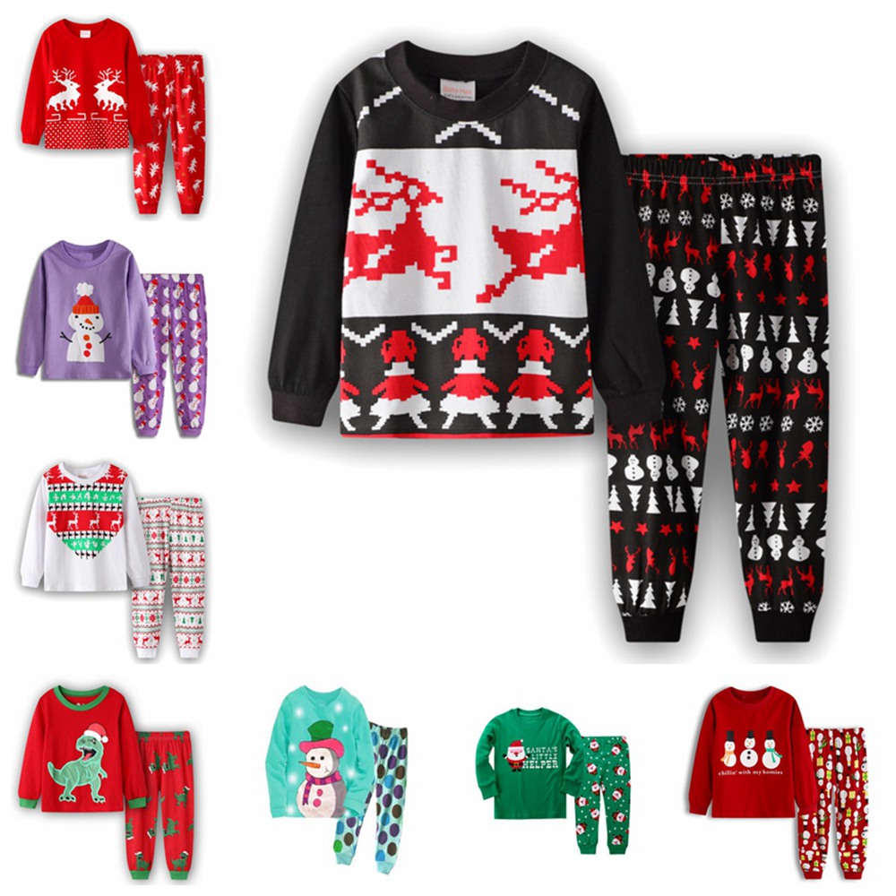 Bộ Đồ Ngủ Pijama 2 Món Họa Tiết Giáng Sinh Cho Bé