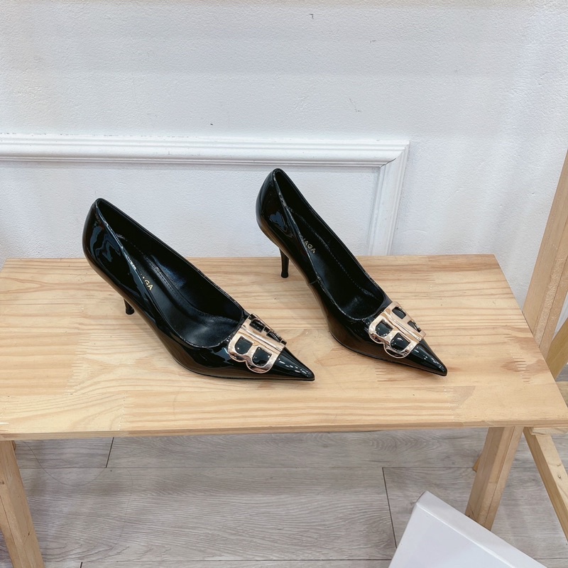 QCCC - Giày Cao Gót Da Bóng Mũi Nhọn Tag Vàng Hàng Đẹp Chuẩn Loại 1