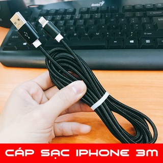 Cáp Sạc IPDây Dù Dài 3m Cao Cấp,Hỗ trợ sạc nhanh