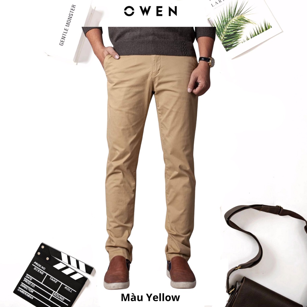 quần kaki nam OWEN chuẩn hãng màu vàng, chất kaki cotton cao cấp, co giãn, form đứng dáng ôm nhẹ trẻ trung, năng động