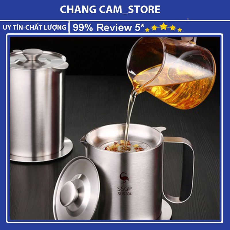 Ca Lọc Dầu Ăn Inox Có khay lọc hiệu quả,không gỉ an toàn cho sức khỏe, nhỏ gọn tiện lợi,tiết kiệm dầu đã sử dụng