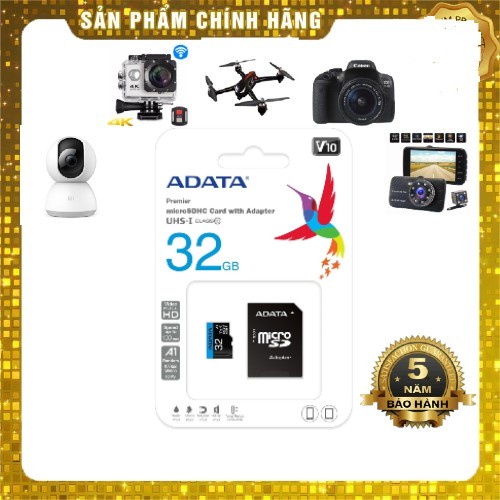 Thẻ nhớ ADATA 32GB UHS-I MICRO SD CLASS10 - Bảo hành 5 năm - Chính hãng