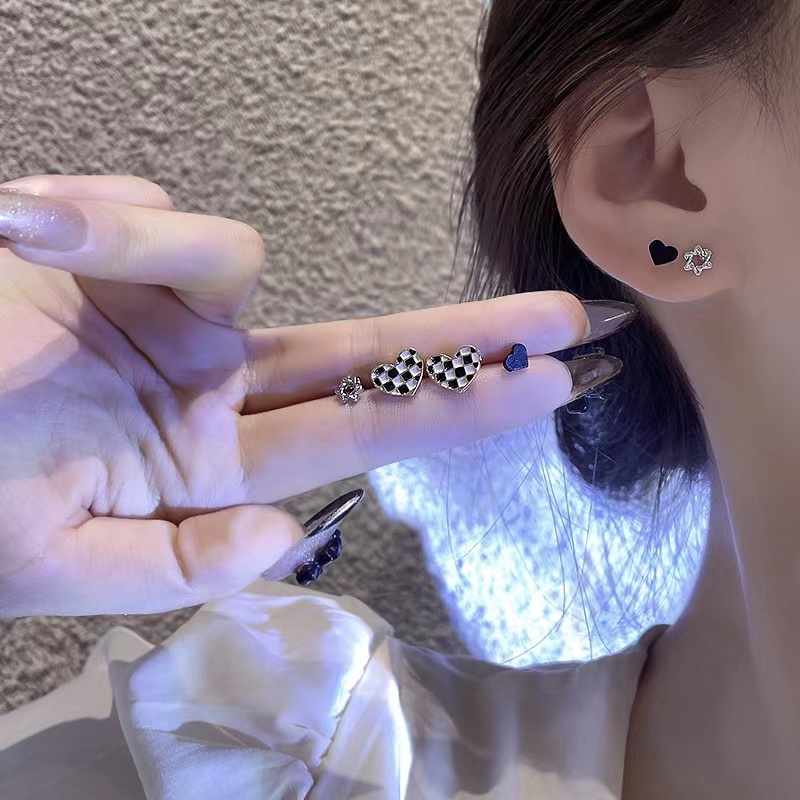 Bông Tai Hình Ngôi Sao/Trái Tim Phối Ngọc Trai Đơn Giản Thời Trang Cho Nữ