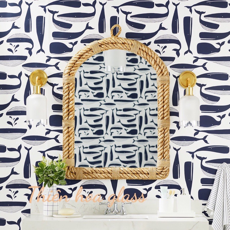 Gương oval treo tường bán nguyệt nhà vệ sinh toilet trang trí nhà tắm gương wc