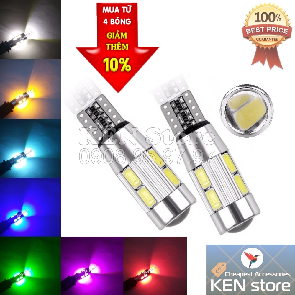 [Mã LIFEAUMAY giảm 10% tối đa 30k đơn 150k] Bóng LED T10 đèn xi nhan, đèn demi xe máy ô tô 10 chip smd 5730