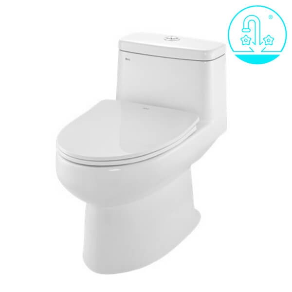 Bồn cầu AC 939 VRN-2 1 khối xả nhấn nắp êm kiểu xả Xi-phông xoáy hút mạnh mẽ - Vật liệu xây dựng Big