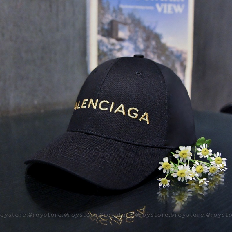 Mũ lưỡi trai thêu chữ Balenciaga màu đen, Nón kết form cứng cáp chuẩn store full box
