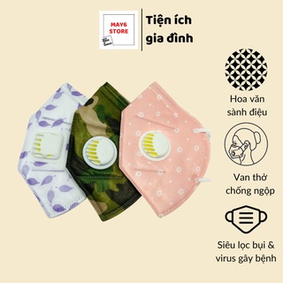 Khẩu trang n95, khẩu trang 3d kháng khuẩn có van hoa văn lọc bụi MAY6