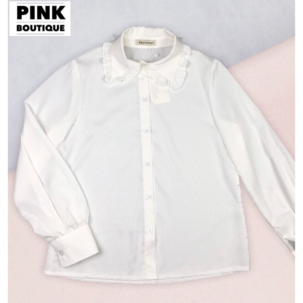 Áo Sơ Mi Trắng Nữ Lụa Vân Cổ Đức Bèo Thiết Kế PINK BOUTIQUE | BigBuy360 - bigbuy360.vn