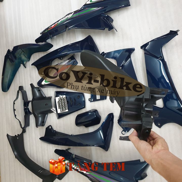 Bộ dàn áo xe Wave 110 -anpha cũ -ZX đời 1997 đến 2006 Màu Xanh Nhớt  Pha đèn trước xe Wave nhỏ - SPB-DGW-nhớt