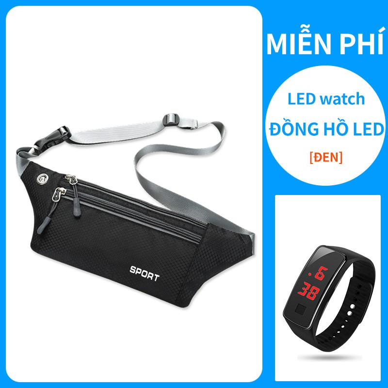 【Miễn phí Đồng hồ led】Túi đeo thắt lưng chống thấm nước thể thao cắm trại du lịch cho nam