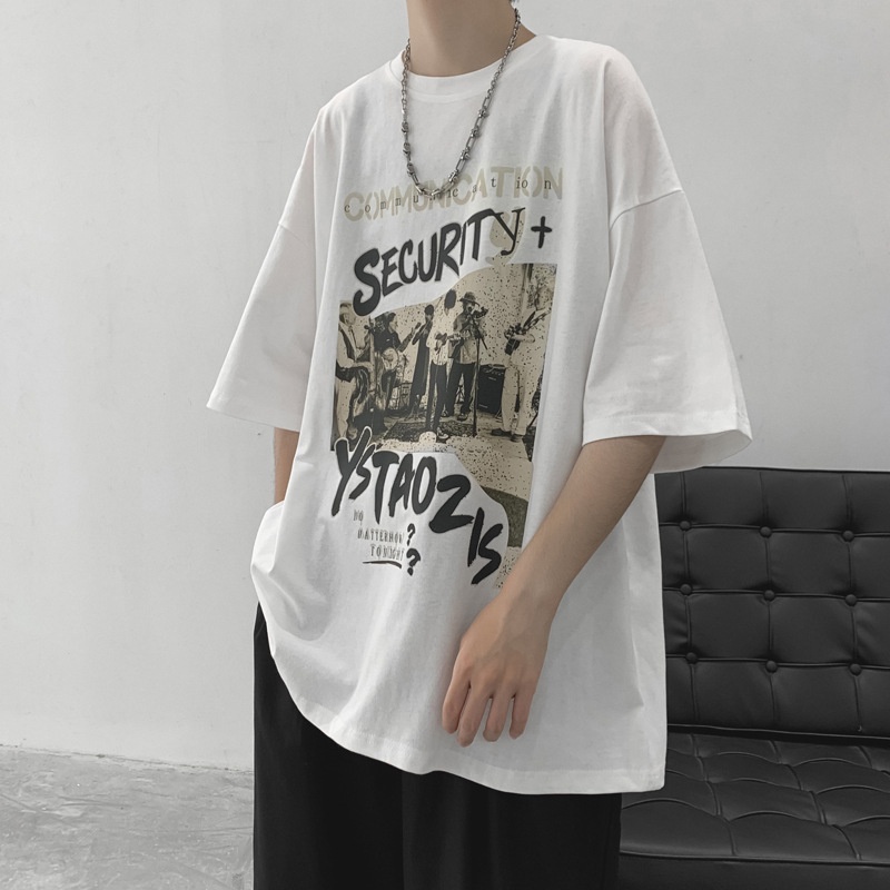 Áo thun Unisex form rộng tay lỡ, Áo phông nam nữ cotton thấm hút, dày dặn mềm mịn họa tiết SECUR