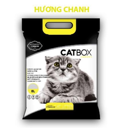 Cát vệ sinh cho mèo CATBOX Túi 8L, Bổ sung than hoạt tính khử mùi triệt để , thấm hút cao, vón cục nhanh