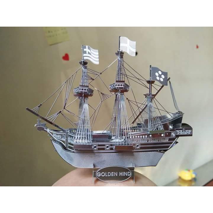 Mô hình 3D kim loại lắp ráp Tàu Golden Hind Bạc [ Chưa lắp ]