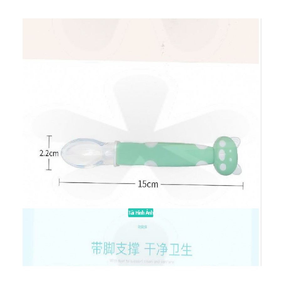 Thìa ăn dặm cho bé silicone, muỗng ăn dặm cho bé hình thú cán dài mềm