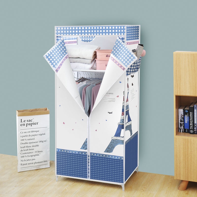 tủ quần áo đơn giản với móc áo ống thép dày chống bụi và chống ẩm Tủ quần áo vải Oxford Lắp ráp tủ đựng đồ và tủ treo ch