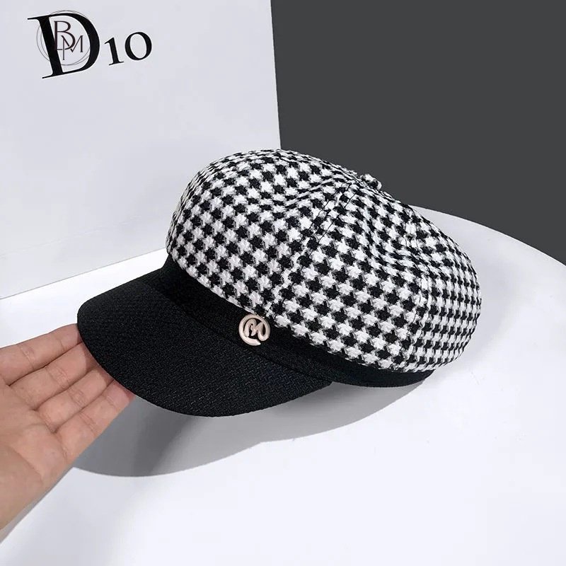 Nón Beret Họa Tiết Hình Con Chim Và Bát Giác