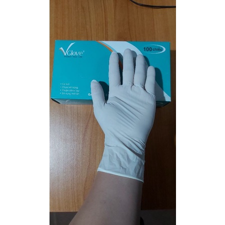 Hộp 100 Cái Găng Tay Cao Su Y Tế Vglove Có Bột, Không Bột Khải Hoàn Size XS-S-M-L Găng Tay Latex Chính Hãng