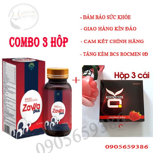 COMBO 3 HỘP Zawa Plus Viên Uống Tăng Cường Sinh Lí Nam Chính Hãng - hộp 24 viên