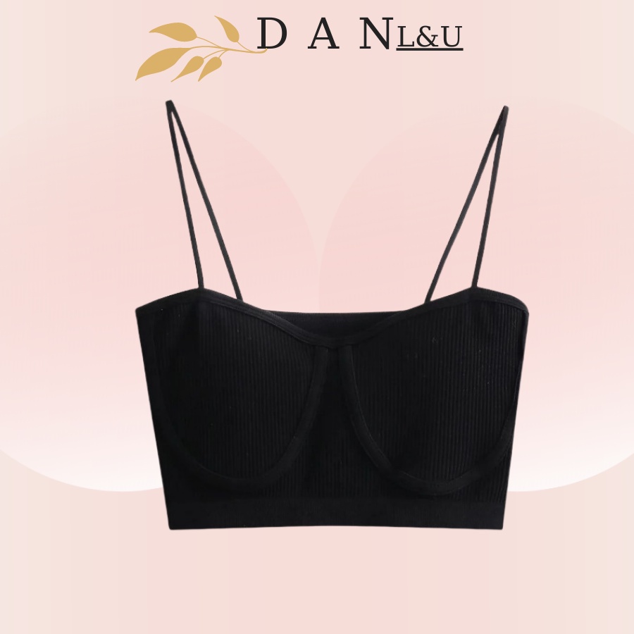 Áo Ngực Bra Hai Dây Chất Cotton Gân Tăm Viền Nổi Sexy DAN L&amp;U 1821