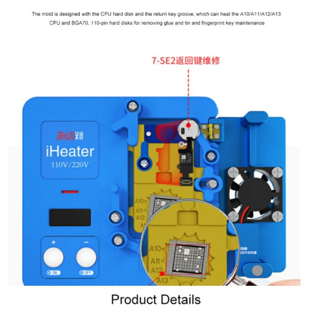Bộ đế nhiệt tách main iPX đến 12 Pro Max iHeater (6 khuôn)