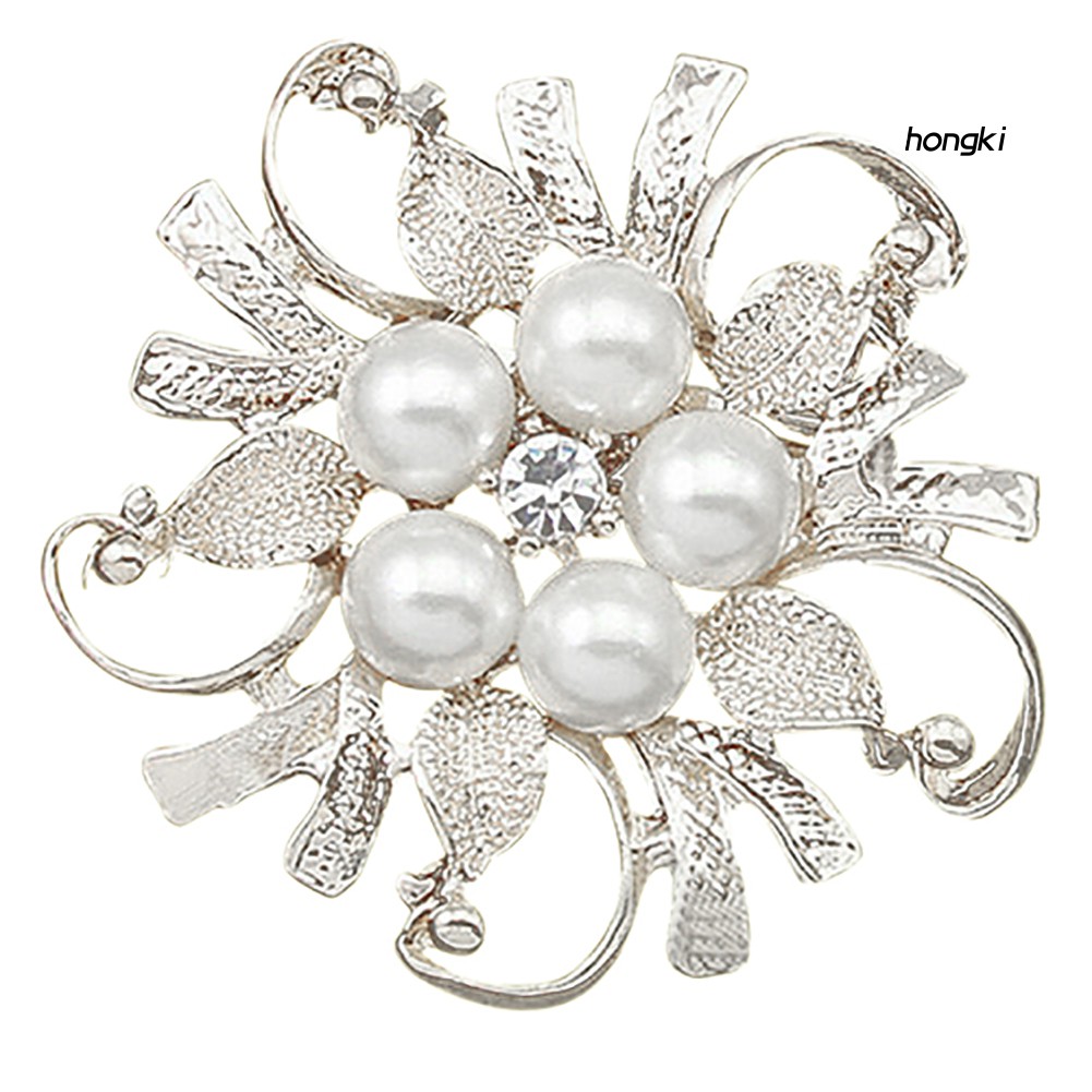 Trâm Cài Áo Thiết Kế Hình Hoa Đính Đá / Ngọc Trai Giả Cao Cấp