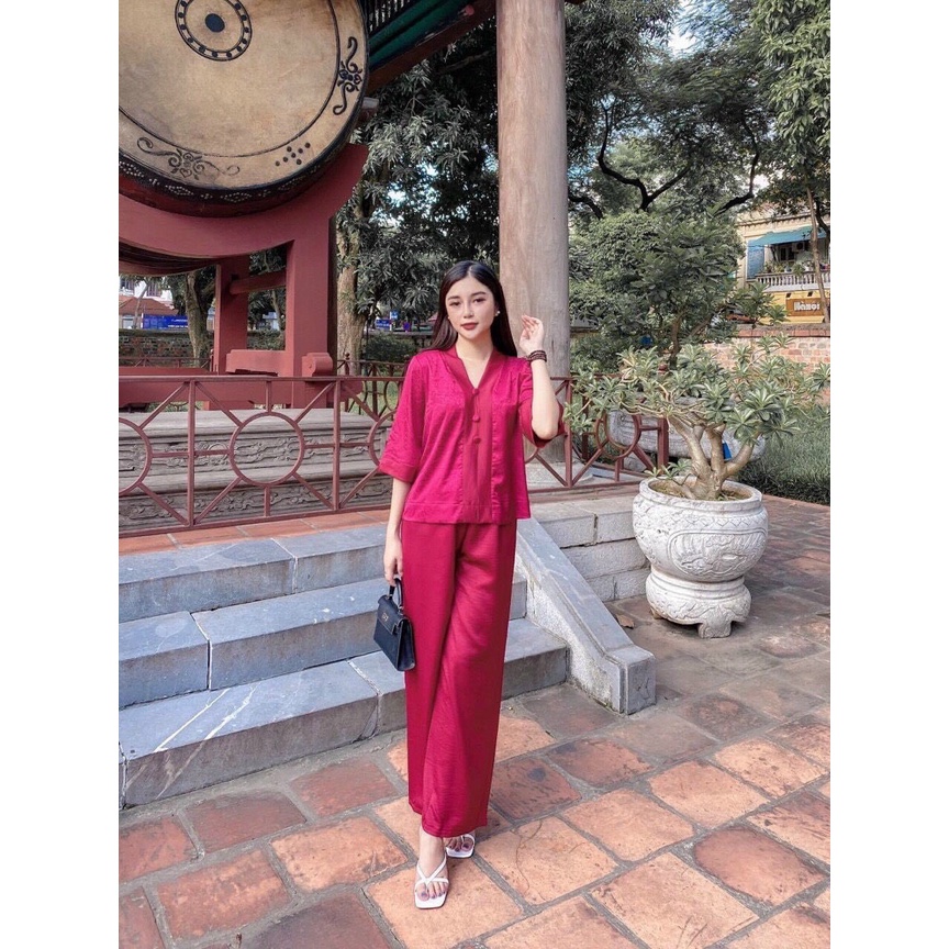 mẫu đồ lam đi chùa #bộ bà lai gấm phối lụa-pháp phục đồ lam