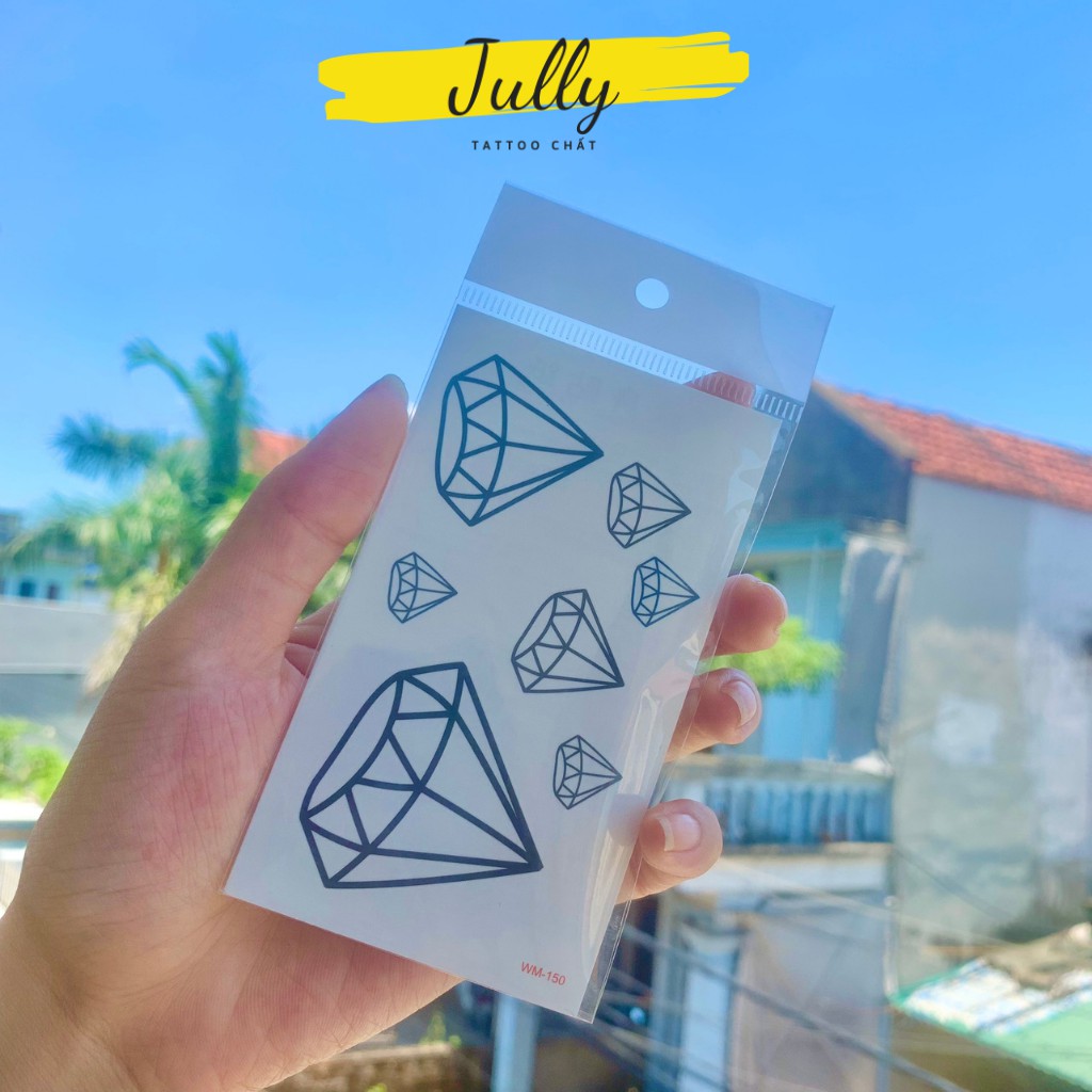 Hình xăm dán kim cương, vương miệng mini JULLY Tattoo chất, miếng dán chống nước, xăm tạm thời 15 ngày