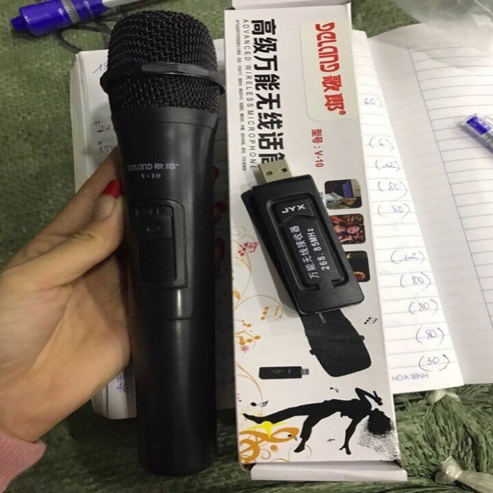 Mic hát karaoke xịn,giá rẻ - Micro Karaoke không dây cho loa kéo Daile V10 đen Loại 1- TOPHA TP0139