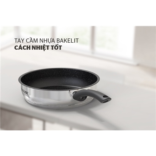 Chảo cạn vân đá inox 5 đáy đáy từ SUNHOUSE IN24M4, IN26M4, IN28M4