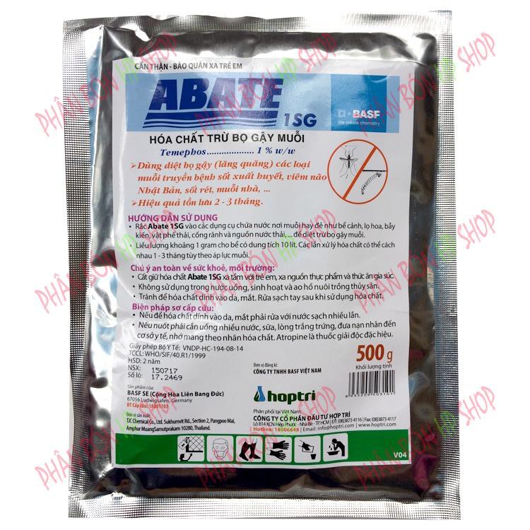 DIỆT BỌ GẬY DIỆT LĂNG QUĂNG ABATE 1SG GÓI 500G PHÒNG TRỪ MUỖI SỐT XUẤT HUYẾT, MUỖI ZIKA