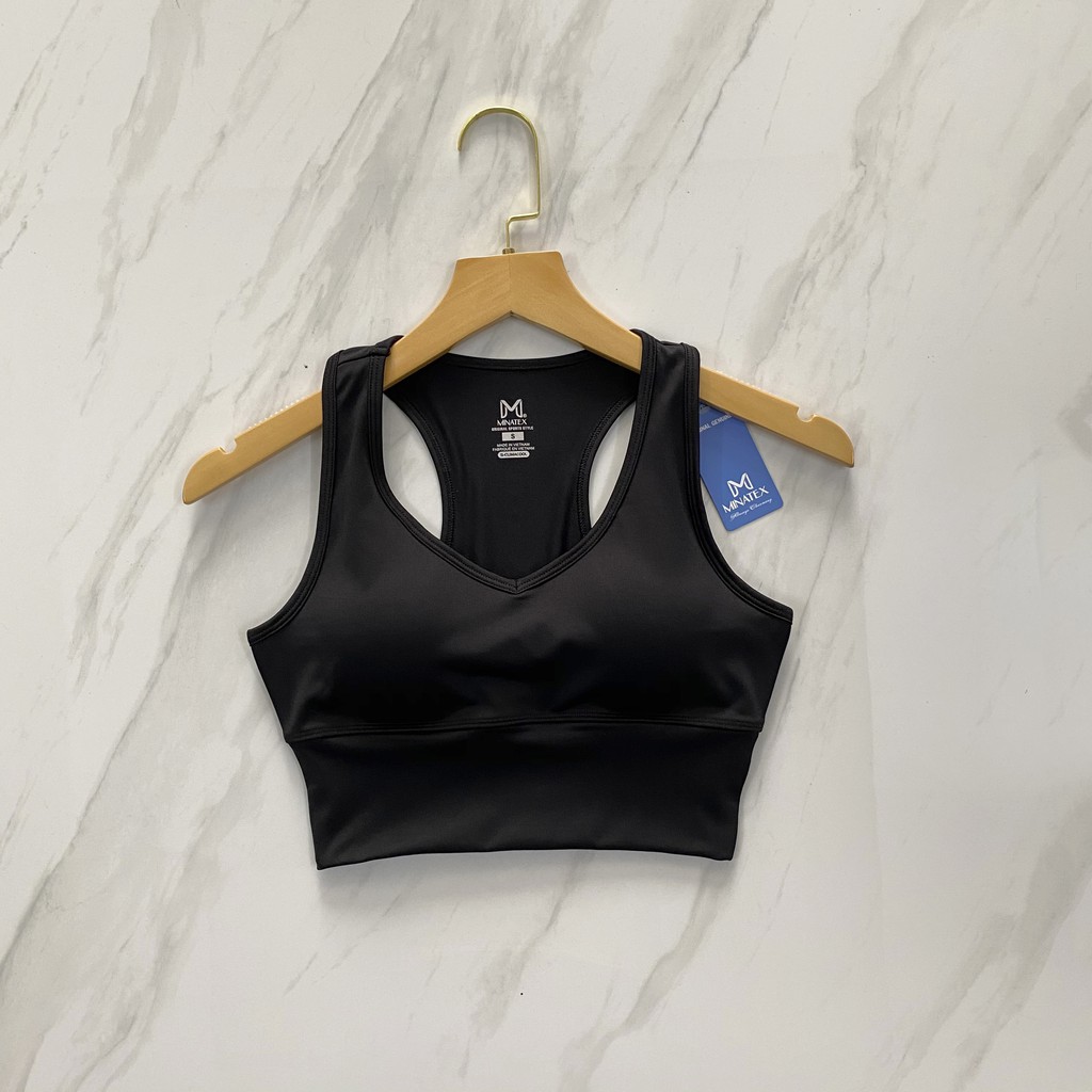 Minatex HN - Áo bra tập gym, áo bra thể thao nữ cổ tim bo siết eo vải dày dặn kèm mút ngực đường may xịn đẹp