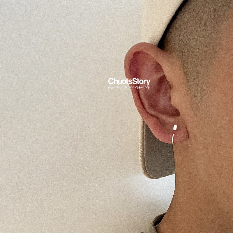 Khuyên tai bạc trơn cá tính nhiều mẫu, bông tai titan không gỉ thời trang - ChuotsStory