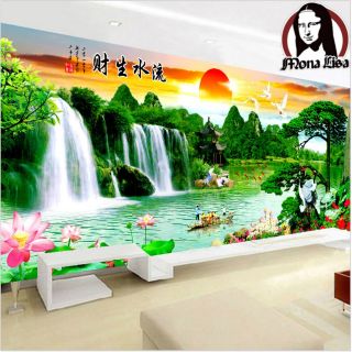 Tranh thêu chữ thập chỉ lụa phong cảnh 195x73cm 163x65cm