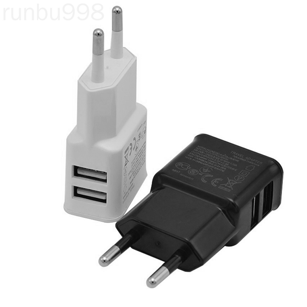 Củ sạc điện thoại hai cổng USB phích cắm EU thông dụng cho đi du lịch