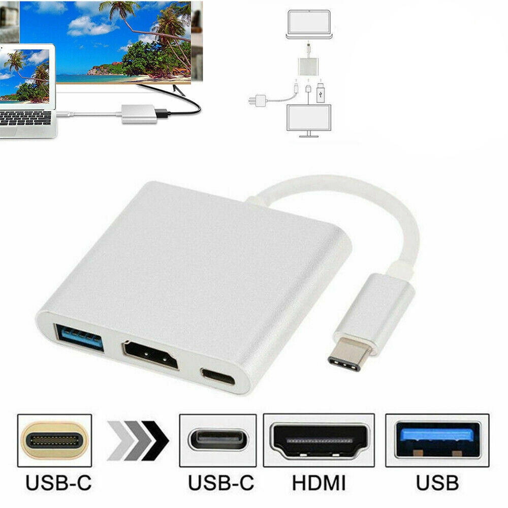 USB-C To HDMI 3 in1 Cable Converter/For Samsung Huawei Apple Macbook Usb 3.1 Thunderbolt 3/Type C Switch To HDMI 4K Adapter Cable