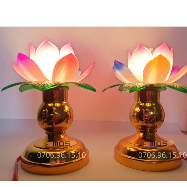 Đèn hoa sen thờ-trang trí gian thờ trang nghiêm Mos Shop