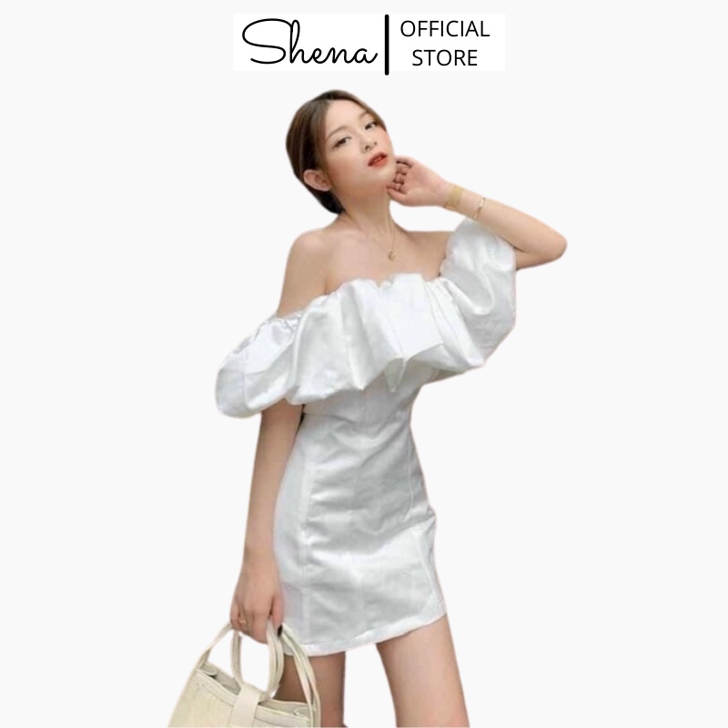 Váy Body Đầm Dáng Ôm Trễ Vai Nữ Trắng Sexy Shena SP000327