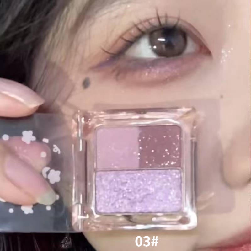 Bảng Phấn Mắt 4 Màu Lì/Nhũ Lấp Lánh Trang Điểm Bắt Sáng Lâu Trôi Kích Thước Nhỏ Gọn