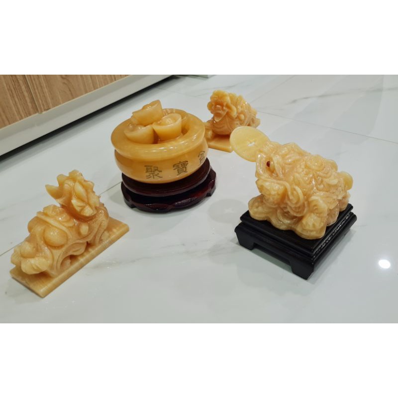 Combo bát tụ bảo 10cm + thiềm thừ 10cm + tỳ hưu 10cm đá ngọc hoàng long tự nhiên