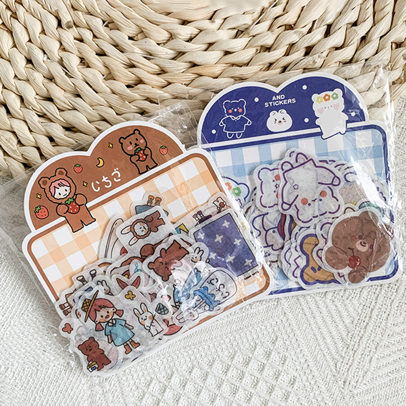 Bộ 40 miếng dán trang trí sổ tay họa tiết hoạt hình đáng yêu