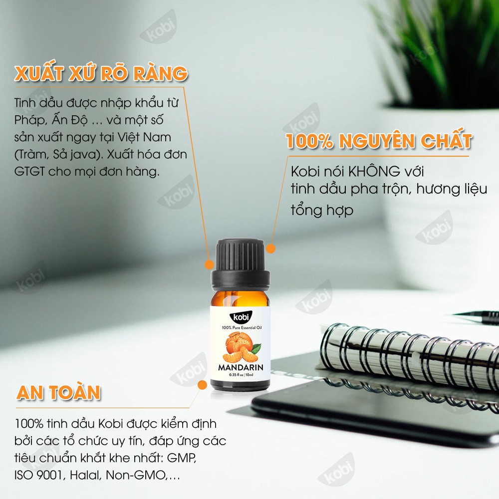 Tinh dầu Vỏ Quýt Kobi Mandarin essential oil giúp cân bằng cảm xúc, giảm stress, chống trầm cảm - 10ml