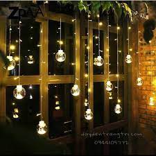 Đèn led dây nháy rèm banh thả, 12 banh cầu đường kính 8cm