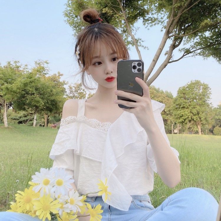 Áo Voan Trễ Vai Tay Ngắn Thời Trang Dành Cho Nữ