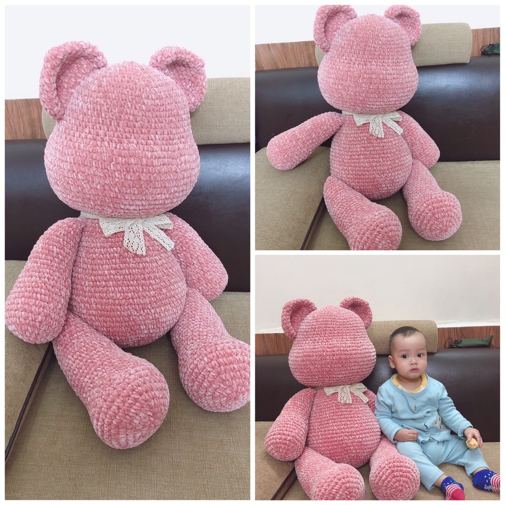 Set len móc thú diy - Gấu bear brick size 80 cm kèm chart tiếng việt
