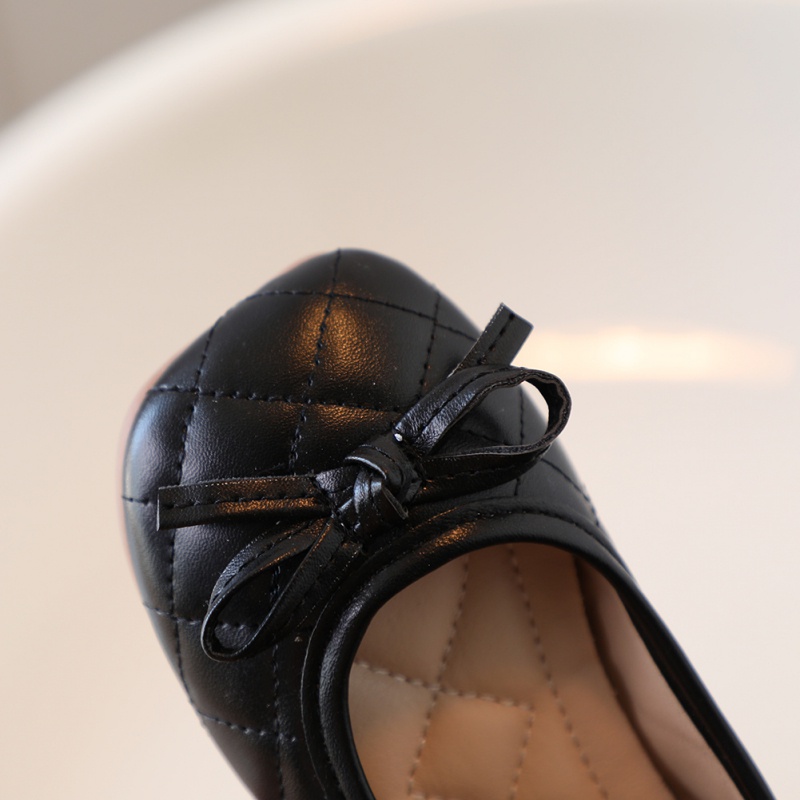 Giày Da Đế Mềm Màu Đen Phong Cách Công Chúa Cho Bé Gái