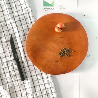 Thớt gỗ decor tròn bằng gỗ tự nhiên, thớt gỗ hình tròn trang trí đồ ăn