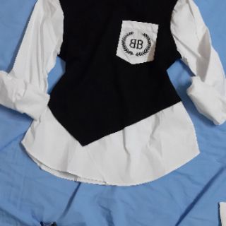 Áo sơ mi BB phối thun co giãn