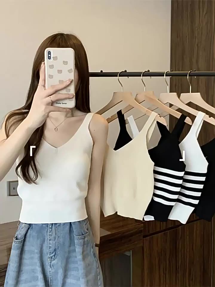 ZHELIHANGFEI Áo Len Hai Dây Cổ Chữ V Thời Trang Dành Cho Nữ | BigBuy360 - bigbuy360.vn
